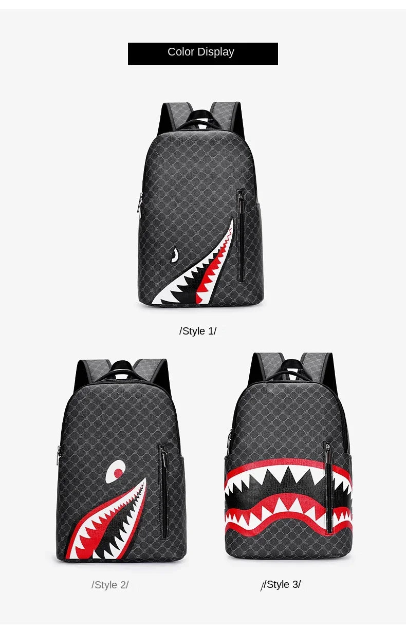 Shark Mouth Plaid Backpack – Large Laptop Bag for School & College - Evallys.com