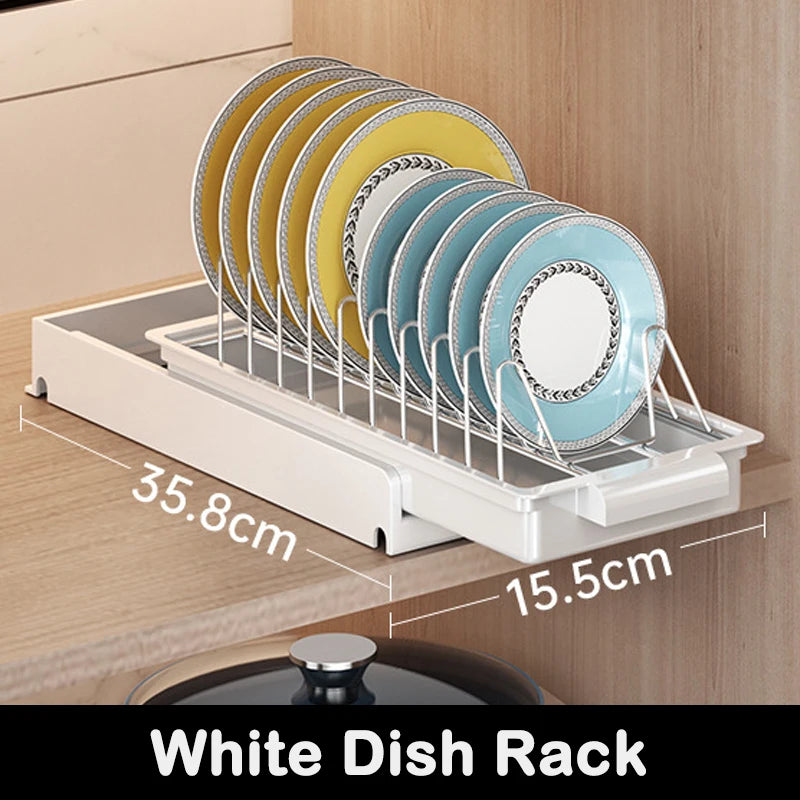 Kitchen Pull Out Dish Racks With Drainboard Drawer Storage Sliding Mesh Cabinet Basket for Accessorie Pull Out Cabinet Organizer