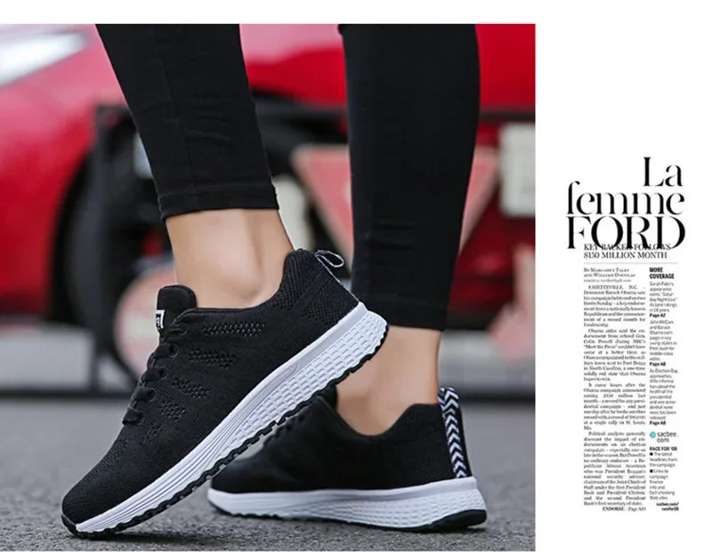 Women Casual Shoes Fashion Breathable Walking Mesh Flat Shoes Sneakers Women 2021 Gym Vulcanized Shoes White Female Footwear - Evallys.com