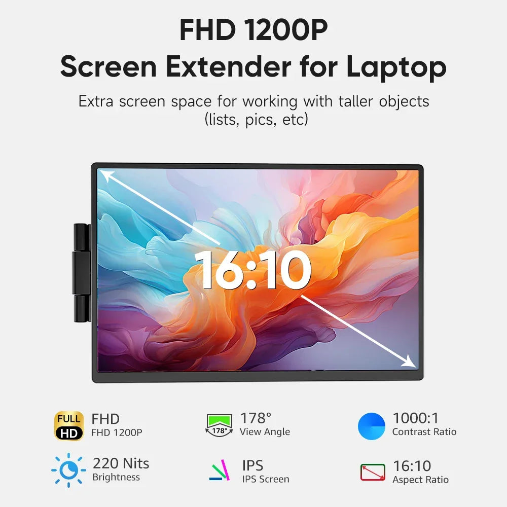 Dopesplay 14.1inch Portable Monitors 1200P FHD IPS Single Dual Second Screen Extender Display For Phone PC Mac 13.3-17" Laptops - Evallys.com