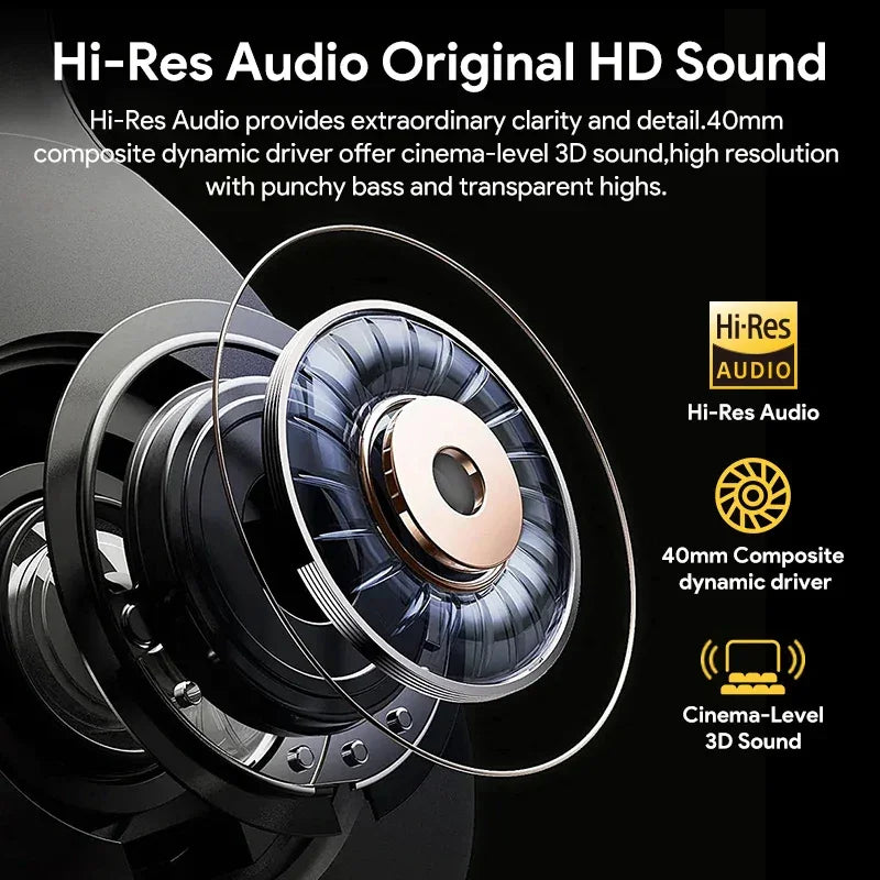 QCY H3 ANC Wireless Headphones Bluetooth 5.4 Hi-Res Audio Over Ear Headset 43dB Hybrid Active Noise Cancellation Earphones 60H - Evallys.com