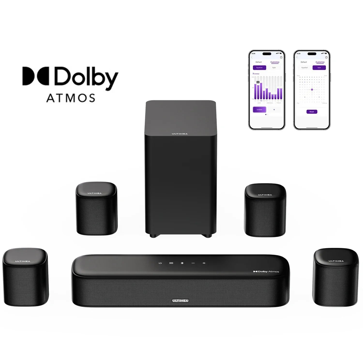 ULTIMEA 7.1ch Sound bar for TV with Dolby Atmos&Smart App Control, Home Theater Sound System Bluetooth Speaker with Subwoofer - Evallys.com
