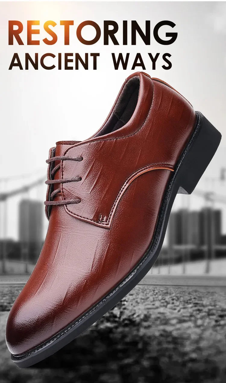 Mens Leather Dress Shoes Men's Formal Social Male Shoe Casual Business Pointed Toe Luxury Party Designer Shoes for Men - Evallys.com