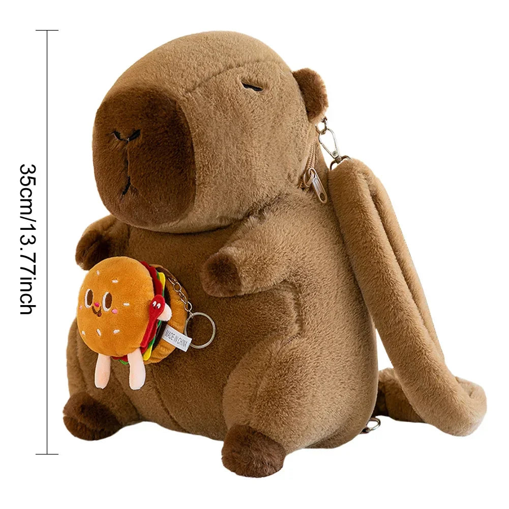 Cute Capybara Plush Backpack Funny Kawaii Doll Fur Bag Cartoon Capybara Shoulder Bag Soft Girl Small Backpack for Girls Children - Evallys.com
