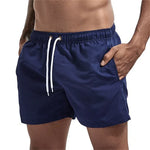 Mens Swim Trunks with Mesh Lining Side Pockets Solid Beach Shorts Quick Dry Lightweight Drawstring Board Shorts Summer Swimwear - Evallys.com
