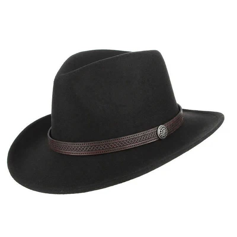 GEMVIE Western Fedora Cowboy Hat – Unisex Wide Brim Sombrero - Evallys.com