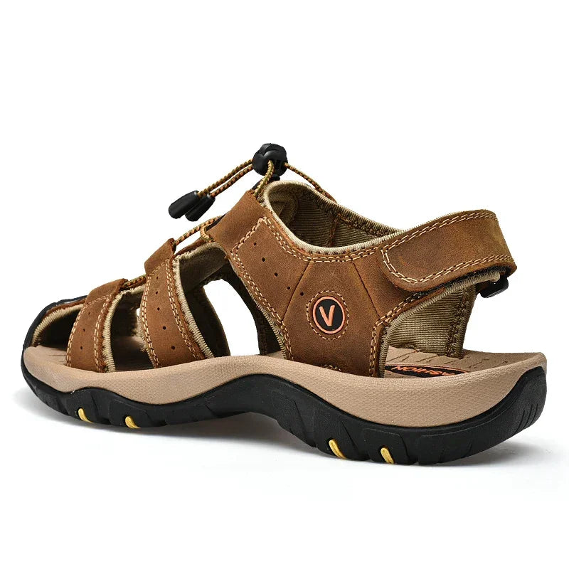Men’s Genuine Leather Summer Sandals – Casual Outdoor Beach Shoes - Evallys.com