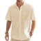 Men's Solid Color Cotton Linen Short Sleeve Shirts Vacation Beach Summer Tops with Pocket Casual Lightweight Button Shirts - Evallys.com