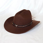 Vintage Western Cowboy Hat – Unisex Wide Brim Leather Jazz Cap - Evallys.com