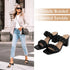 Elegant Women's Braided Heels Sandalias Fashion Strappy Square Sandals Open Toe Backless Mules Slip On Block Heeled Shoes - Evallys.com
