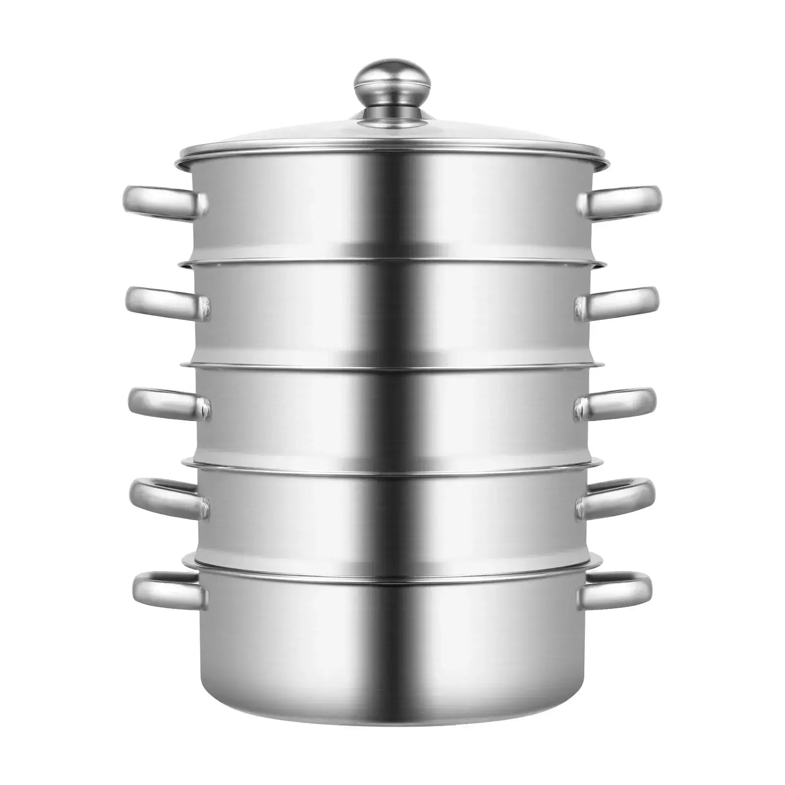 26CM 5 Tier Stainless Steel Steam Cooker Steamer Food Vegetable Pot Kitchen