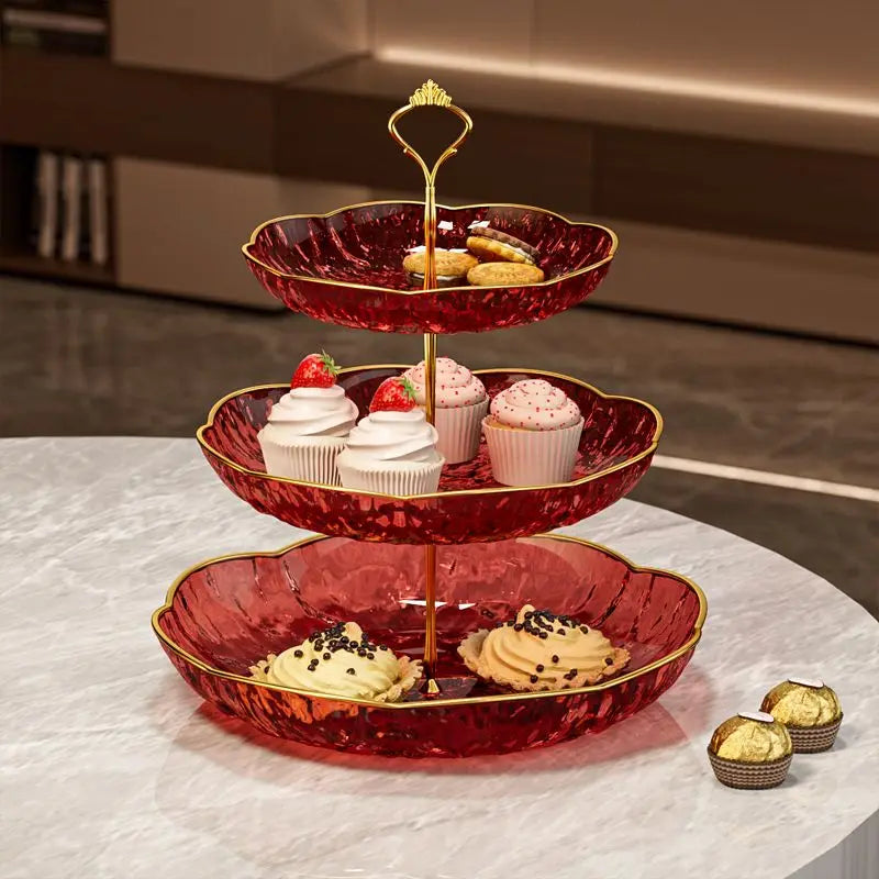 2/3 Tier Fruit Plate Stand Coffee Table Snack Tray Dried Fruit Dessert Plate Bar Counter Display Holder