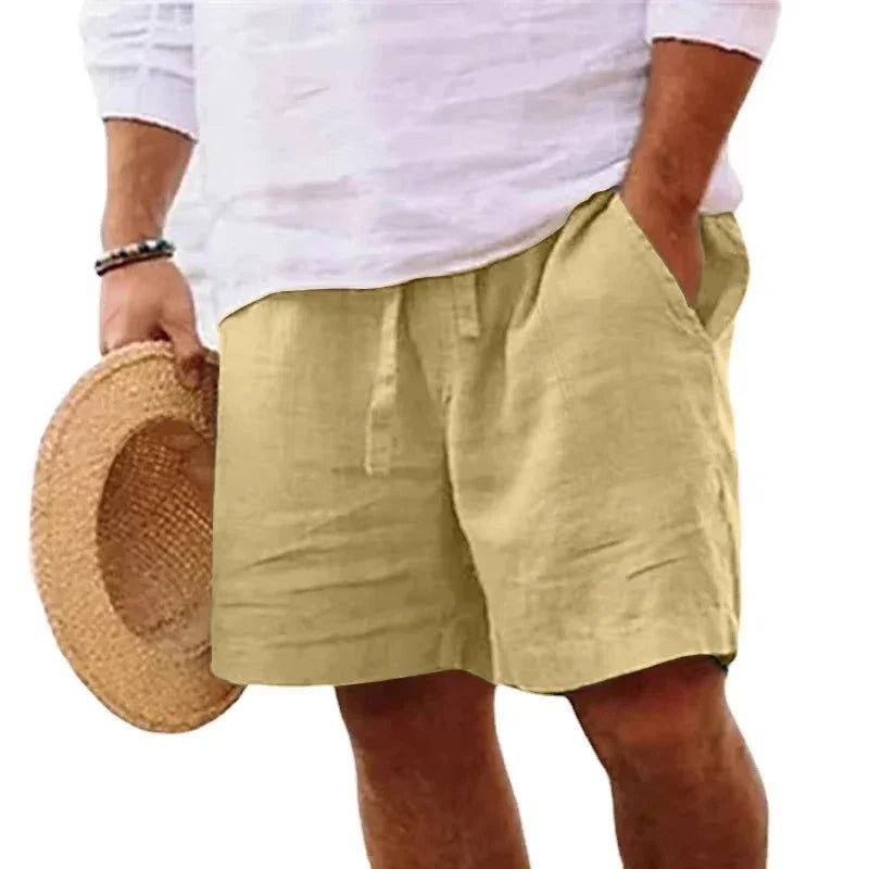 New Mens Cotton Solid Color Short Lightweight Gym Pants Linen Beach Shorts Men Jogging Sport Large Short Homme - Evallys.com
