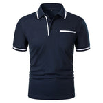 New Men's Short Sleeve Polo Shirts Solid Color Casual T-shirt Summer Trendy Breathable Loose Basic Splice Top Pockets Men Shirts - Evallys.com