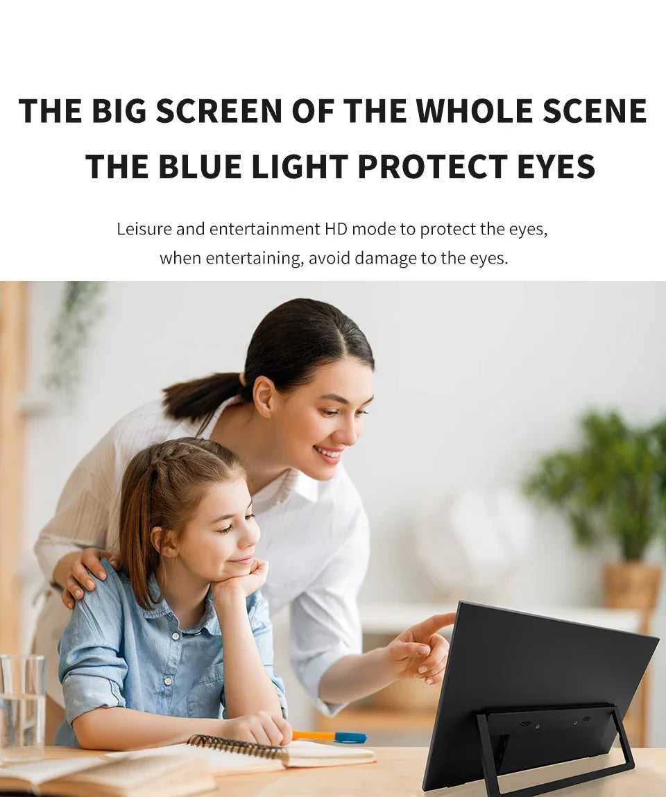 HGFRTEE 15.6inch Portable Monitor FHD-IPS Panel Second Screen for Laptop Gaming Extended Display with Type C HDMI - Evallys.com