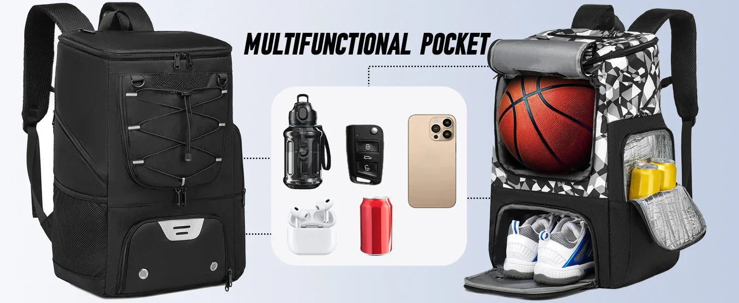 Sports Training Equipment Basketball Backpack with Separate Ball holder & Shoes Compartment Gym Backpack for Basketball Soccer - Evallys.com