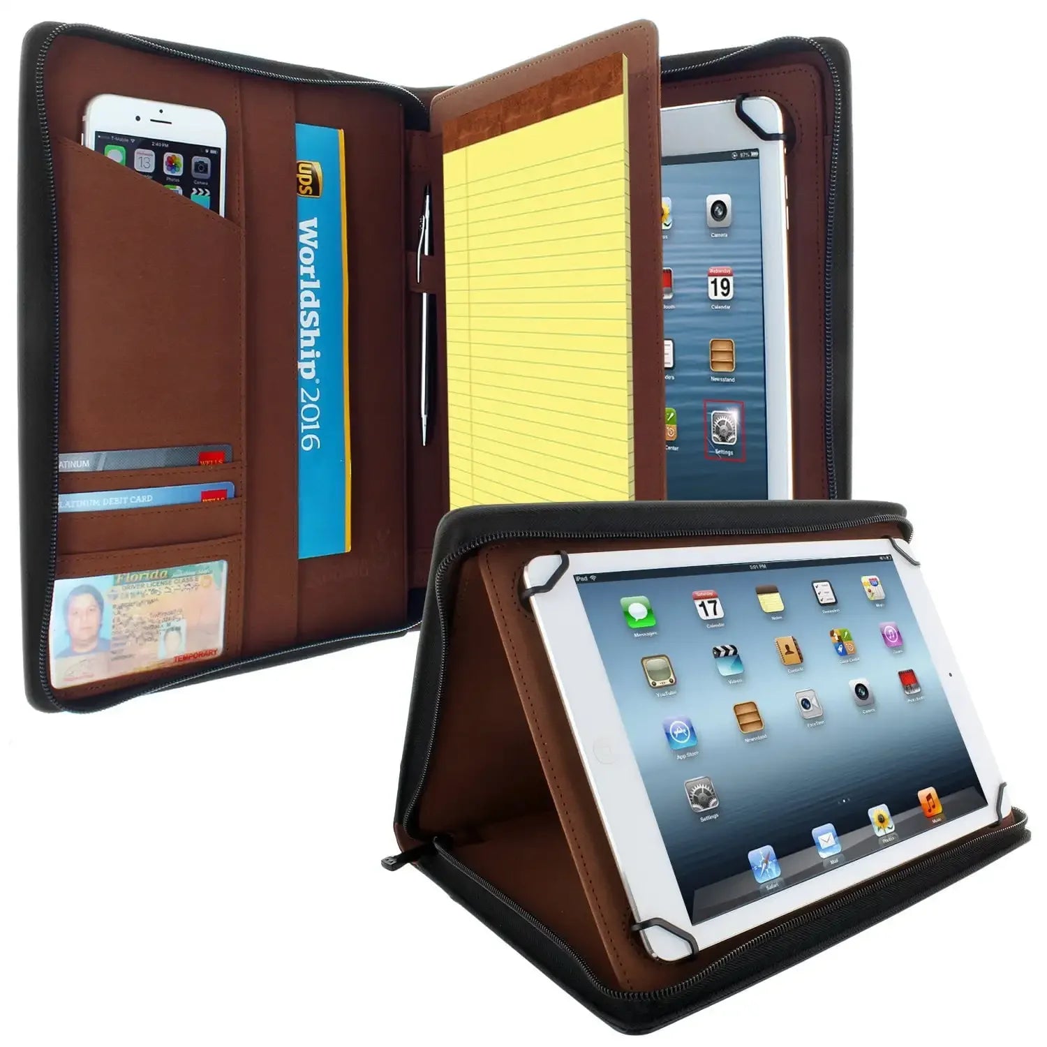 KHOMO Universal Tablet Pad Folio Zippered Case fits Tablets 8.5
