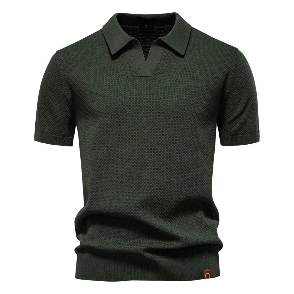 AIOPESON Men's Summer Breathable Polo Shirt Short Sleeve Solid Color Casual Polo Shirts for Men Lightweight Stretch Polo ﻿ - Evallys.com