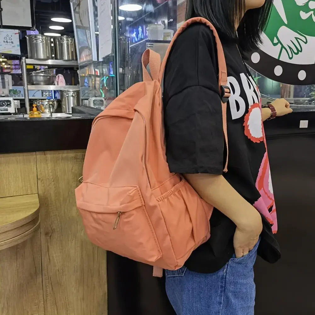 Women’s Large Nylon School Backpack – Preppy Style Travel Bag - Evallys.com