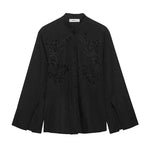 HipSeam Embroidery Shirt – Elegant Women’s Casual Long Sleeve Blouse - Evallys.com
