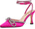 Women's Rhinestone Bow Heels Ankle Strap Pointed Toe Stiletto Heeled Sandals Wedding Bridal Dress Pumps Shoes - Evallys.com