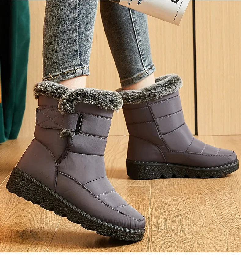 Women's Boots 2024 Trend Winter Shoes For Woman Winter Boots Ankle Low Heels Botas Mujer Waterproof Snow Boots With Fur Shoes - Evallys.com