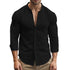 Men's Henry Shirts Cotton Linen Slim Fit Causal Hawaiian Solid Color Basic Style Spring Summer Breathable Men Clothing - Evallys.com