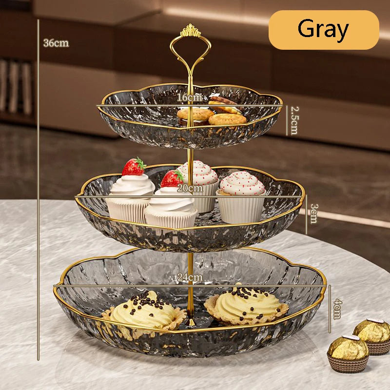 2/3 Tier Fruit Plate Stand Coffee Table Snack Tray Dried Fruit Dessert Plate Bar Counter Display Holder