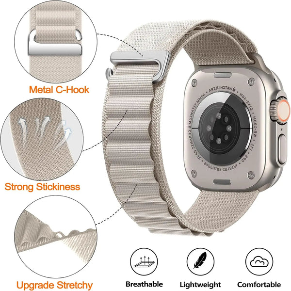 Alpine Loop Strap for Apple Watch Band Ultra 2 49mm 46mm 44mm 40mm 45mm 41mm 42mm 38mm Nylon Bracelet iWatch 10 9 8 7 6 SE Band - Evallys.com # #