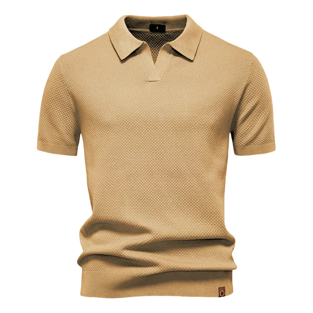 AIOPESON Men's Summer Breathable Polo Shirt Short Sleeve Solid Color Casual Polo Shirts for Men Lightweight Stretch Polo ﻿ - Evallys.com