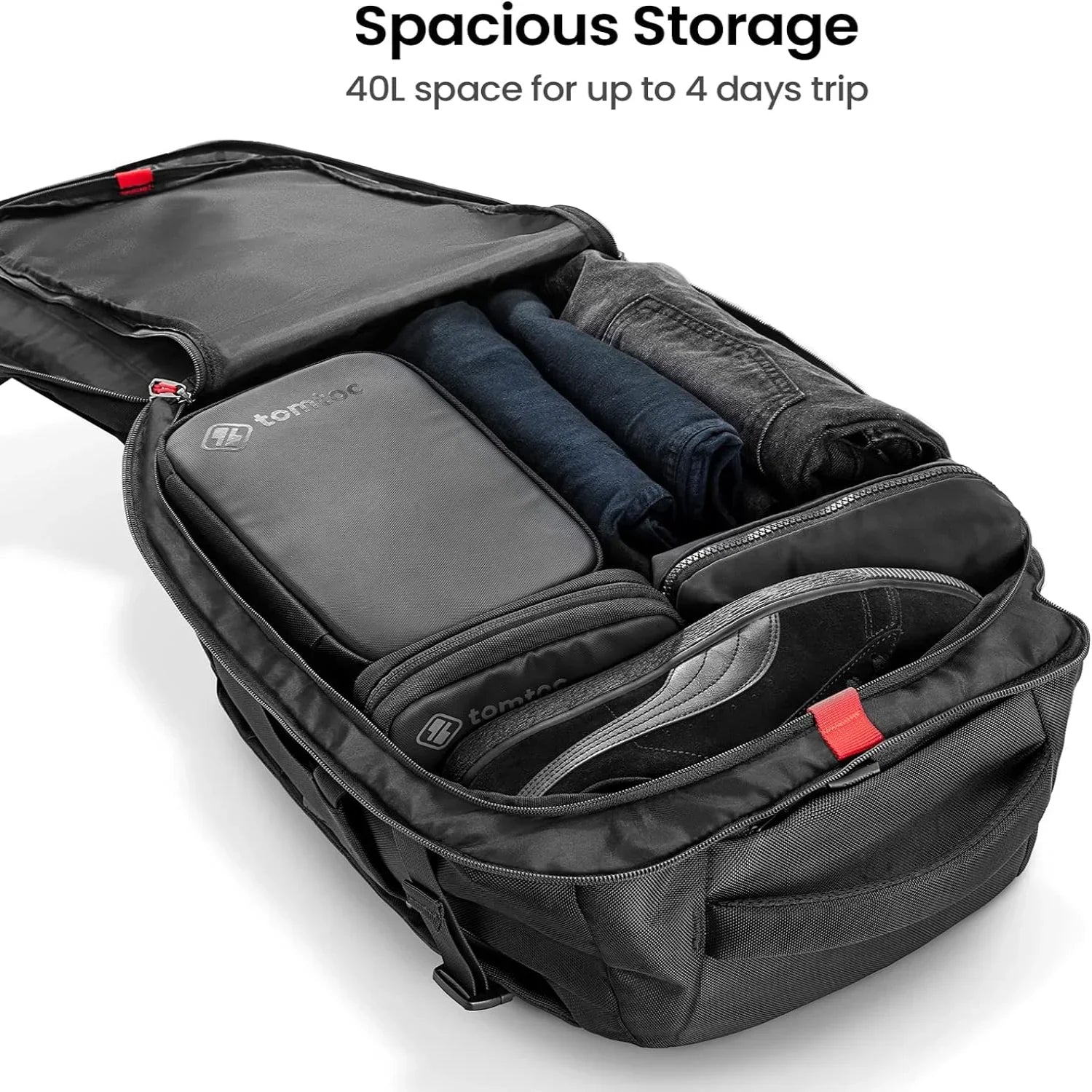 tomtoc Travel Backpack 40L, TSA Friendly Carry-on Luggage, Water-resistant Daypack Fits 17.3