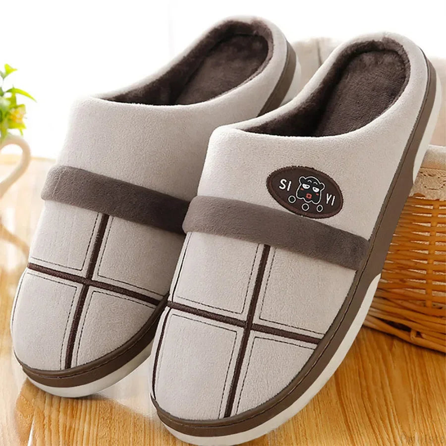 Men’s Winter Memory Foam Slippers – Warm Plaid Indoor House Shoes - Evallys.com