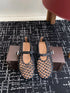 Women’s Metallic Leather Ballet Flats – Woven Mary Janes with Buckle Strap - Evallys.com