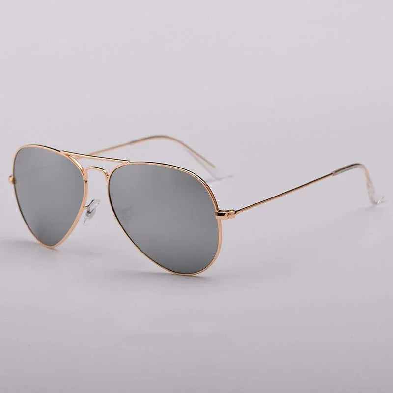 Top Quality Real Glass Lenses Men Women Sunglasses Brand Fashion Pilot Metal Frame Classic Style Outdoor UV400 Sun Glasses - Evallys.com