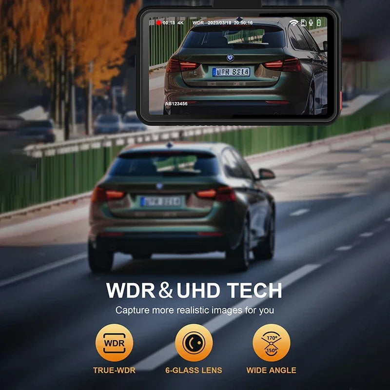 Dash Cam for Cars 4K Front and Rear Camera Car Dvr WIFI Car Camera for Vehicle Video Recorder Rear View Camera Parking Monitor - Evallys.com