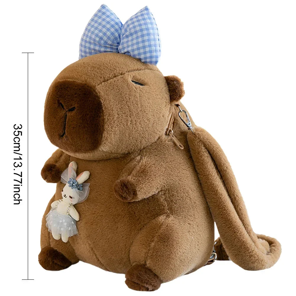 Cute Capybara Plush Backpack Funny Kawaii Doll Fur Bag Cartoon Capybara Shoulder Bag Soft Girl Small Backpack for Girls Children - Evallys.com