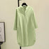 Elegant Cotton Linen Women’s Mid-Length Shirt – Casual Commuter Style - Evallys.com