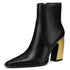 Booties for Women Wide Calf Gold Chunky Heel Elegant Dress Boots - Evallys.com