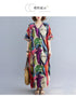 Boho Floral Maxi Dress – Cotton Linen V-Neck Summer Beach Wear - Evallys.com
