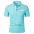 New Men's Short Sleeve Polo Shirts Solid Color Casual T-shirt Summer Trendy Breathable Loose Basic Splice Top Pockets Men Shirts - Evallys.com