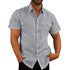 Cotton Linen Hot Sale Men Short-Sleeved Shirts Summer Solid Color Stand-Up Collar Casual Beach Style Plus SizeMale Shirts M-5XL - Evallys.com