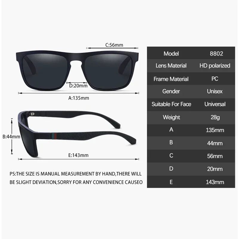 Fashion Square Vintage Polarized Sunglasses Men Women Retro Driving Fishing Sun Glasses UV400 Eyewear - Evallys.com