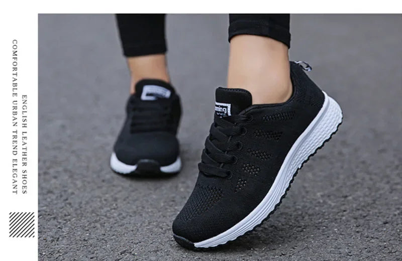 Women Casual Shoes Fashion Breathable Walking Mesh Flat Shoes Sneakers Women 2021 Gym Vulcanized Shoes White Female Footwear - Evallys.com