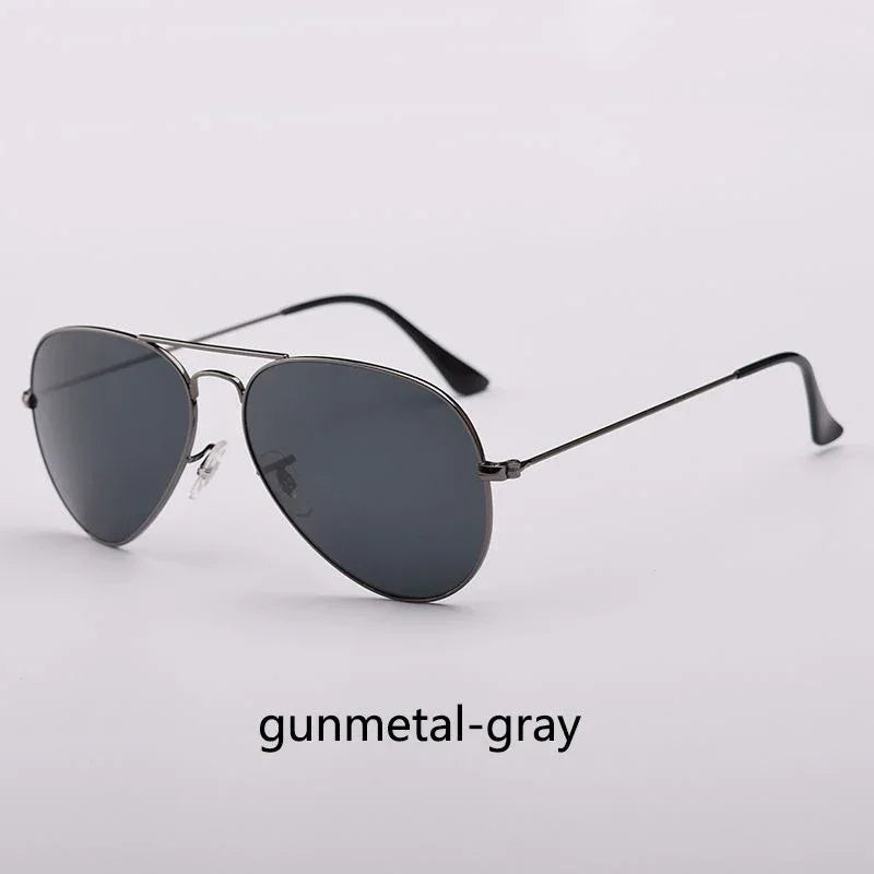 Top Quality Real Glass Lenses Men Women Sunglasses Brand Fashion Pilot Metal Frame Classic Style Outdoor UV400 Sun Glasses - Evallys.com