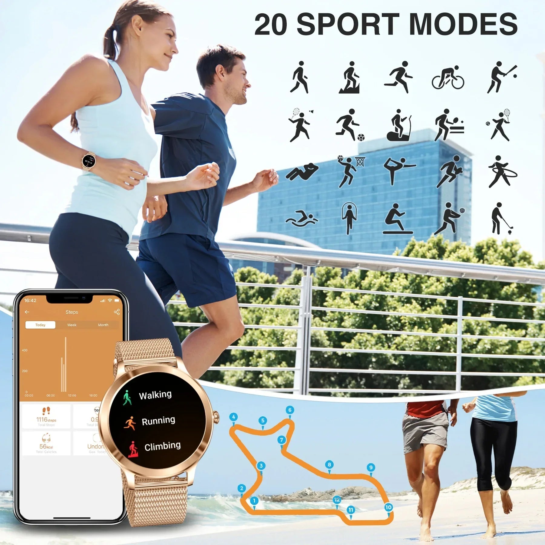 Smart Watch For women - Advanced Fitness Tracker with Wireless Call, Music Time Display, Step Counting, Calories Burned - Evallys.com