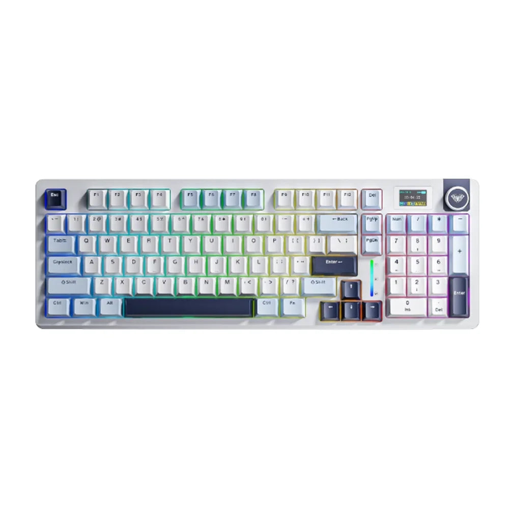 AULA S98pro Wireless Mechanical Keyboard Gasket Hot-swap Gaming Keyboard with Mini TFT Color Screen and Multi-function Knob - Evallys.com