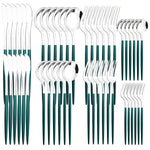 48pcs Black Gold Cutlery Set Knife Fork Coffee Spoon Dinnerware Stainless Steel Tableware Flatware Western Kitchen Silverware