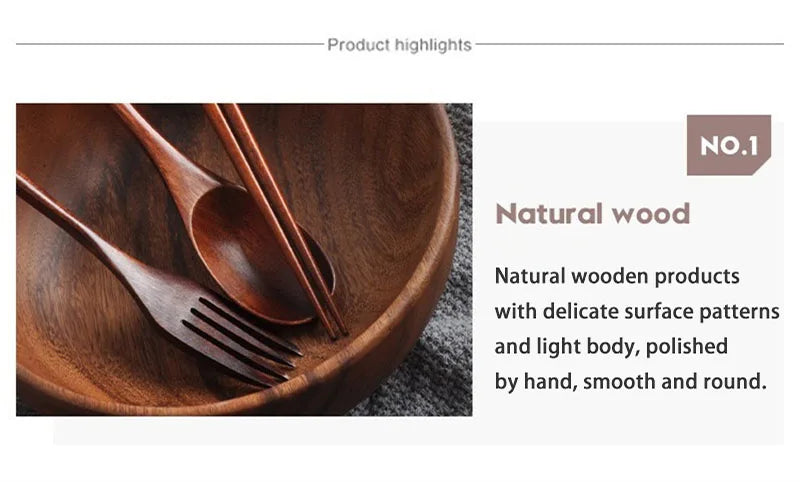 Japanese Wooden Spoon Fork Chopsticks Set Sushi Cutlery High Quality Eco-friendly Portable Tableware Set Kitchen Utensils Gifts