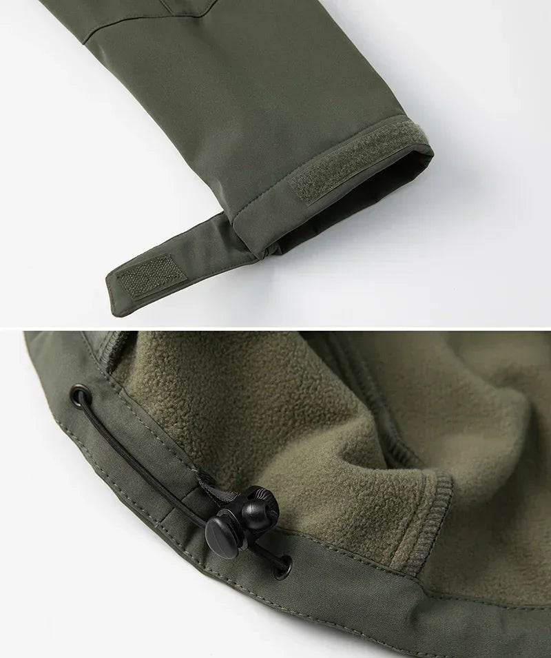 Men's Waterproof Softshell Tactical Jacket Winter Windproof Fleece Hoodie Jacket Outdoor Hiking Skiing Windbreaker Coat - Evallys.com