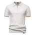 AIOPESON Men's Solid Color Sport Zipper Polo Shirt Athletic Social Polo Shirts for Men Office Slim Fit Polo - Evallys.com